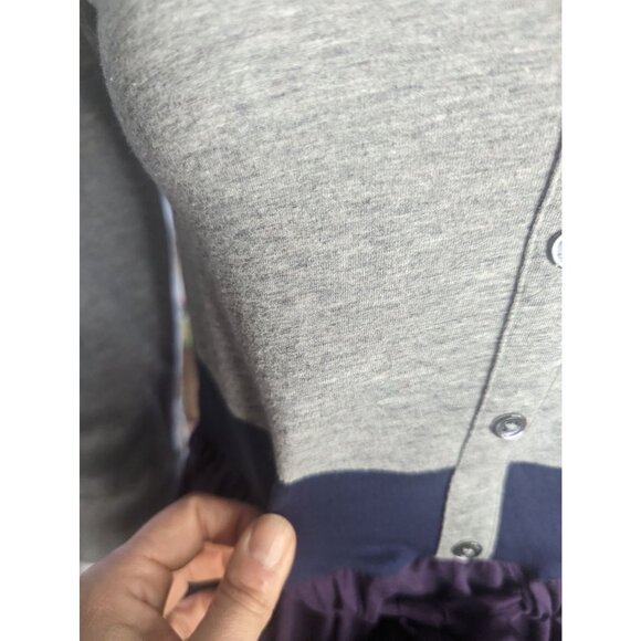 Theory Color Blocking Grey & Purple Casual A-line Dress w/Silk Tie Sash Sz M - Picture 4 of 11